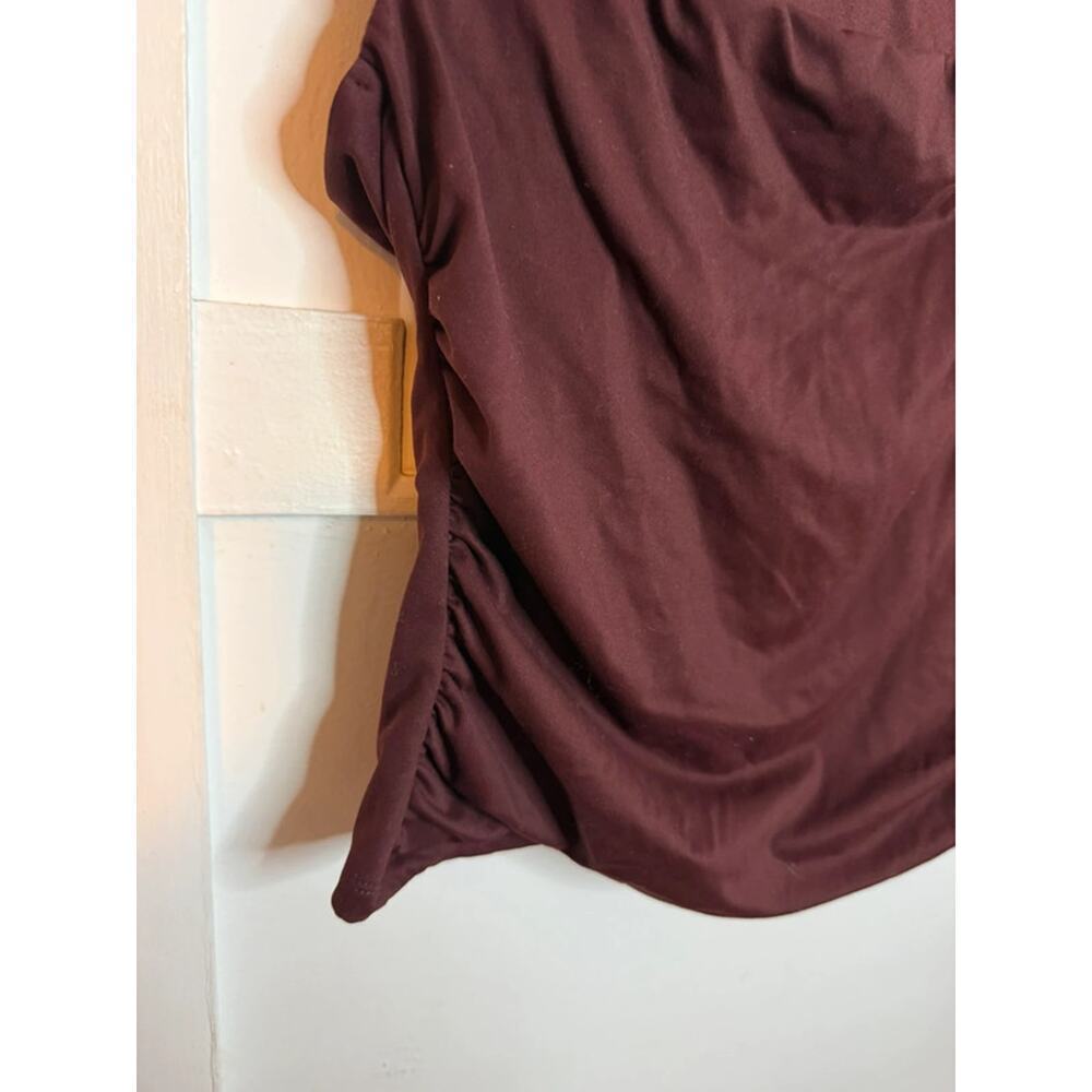 Dynamite Burgundy Ruched Square Neck Shell Top - Picture 6 of 6